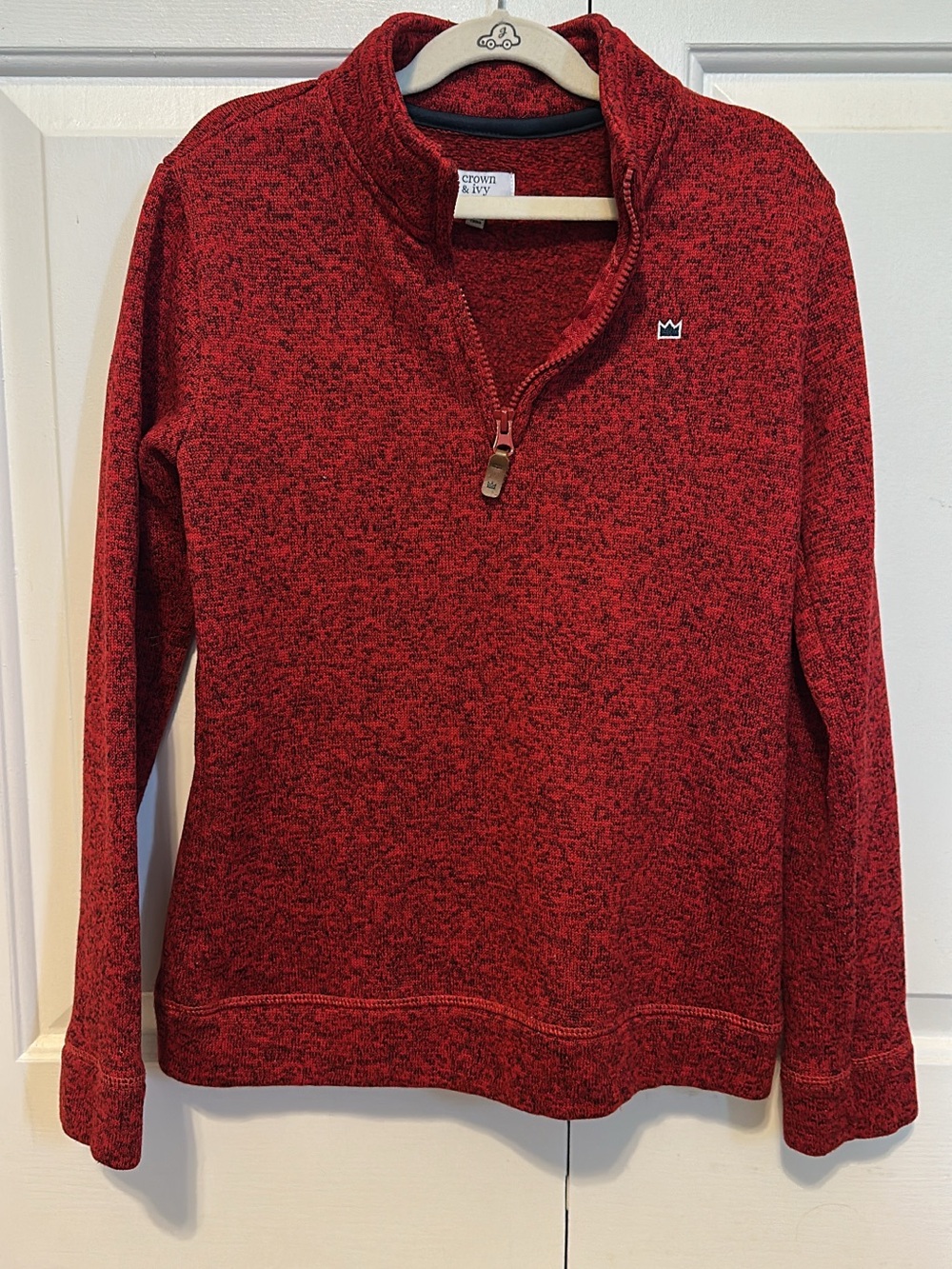 crown & ivy Red Heathered Half-Zip Pullover